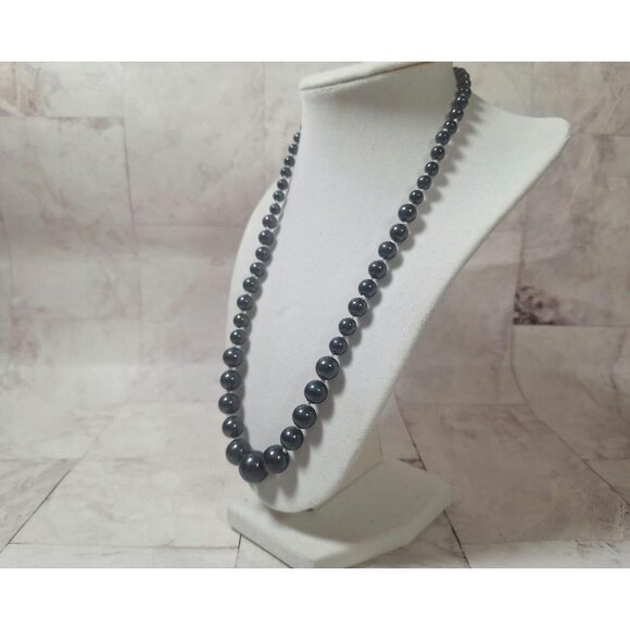 Black Pearl Necklace, Natural Fresh Water Pearl Bead Necklace, Genuine Classic - Picture 4 of 10